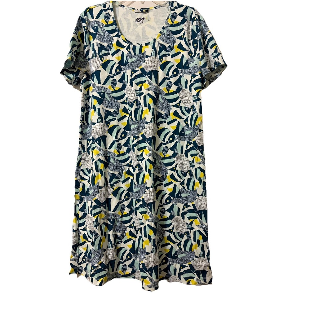 Lands End Nightgown Casual Dress‎ Short Sleeve Lounge Sleepwear 100% Cotton Easy